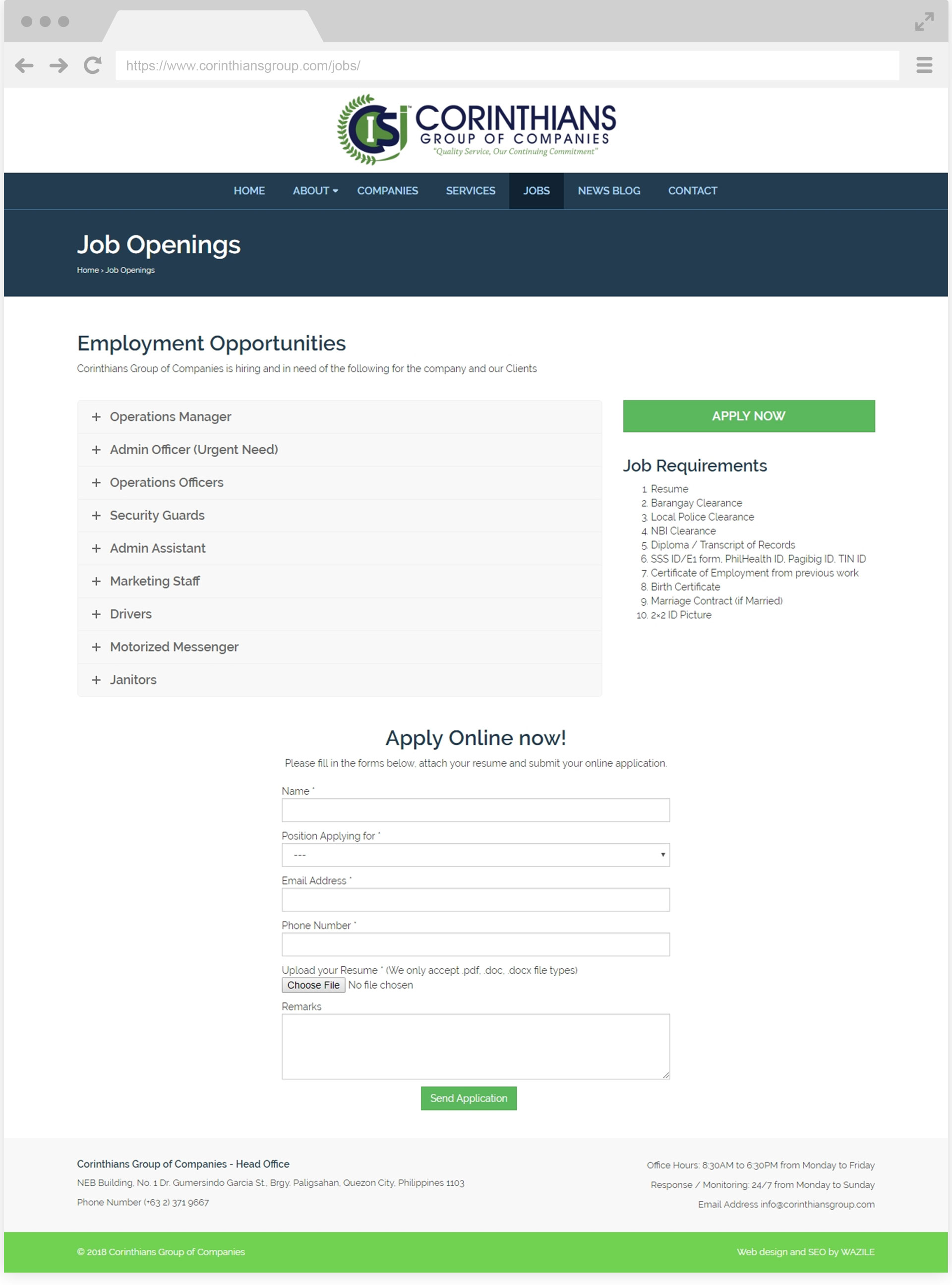 Corinthians Group Jobs