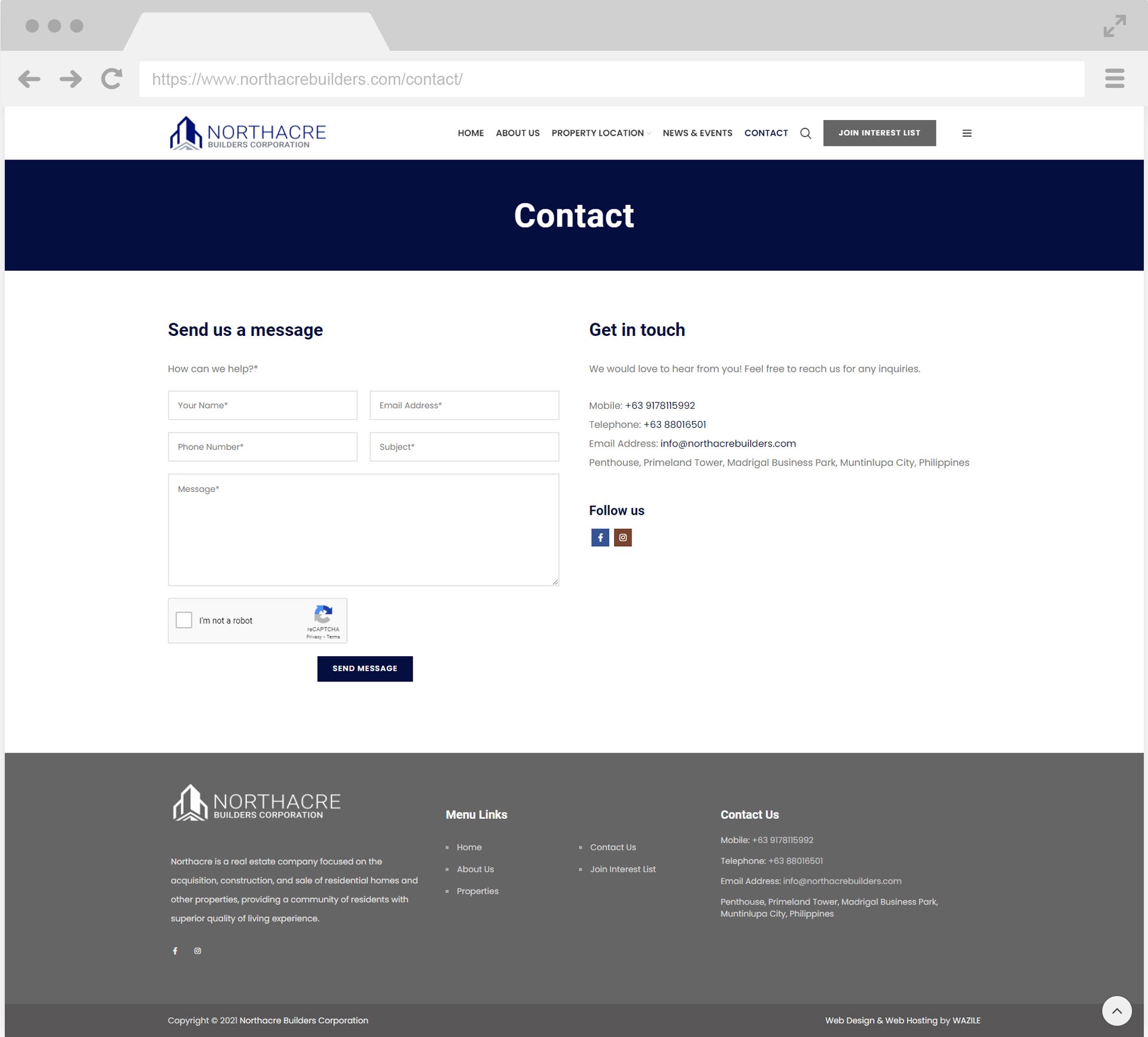 Northacre Contact